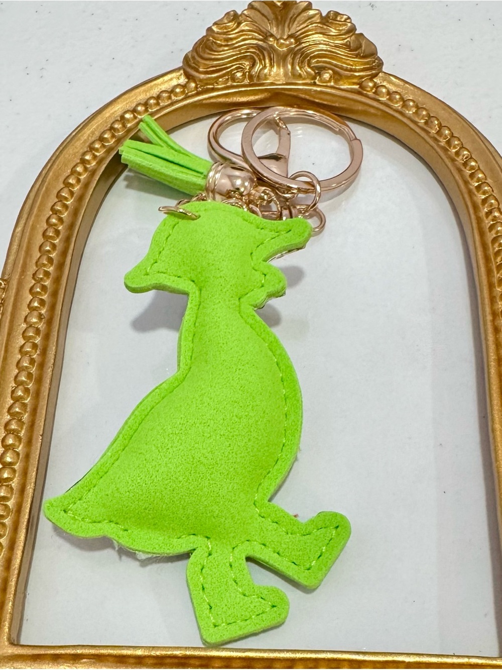 New Crystal-Embellished Green Goose with Boots Keychain - Picture 5 of 5